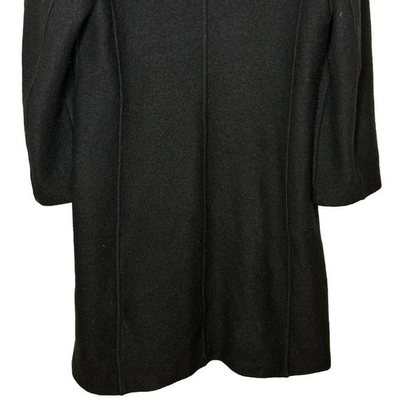 Vintage Geiger Made In Austria Pure New Wool Black Hooded Coat 36 - Picture 6 of 11